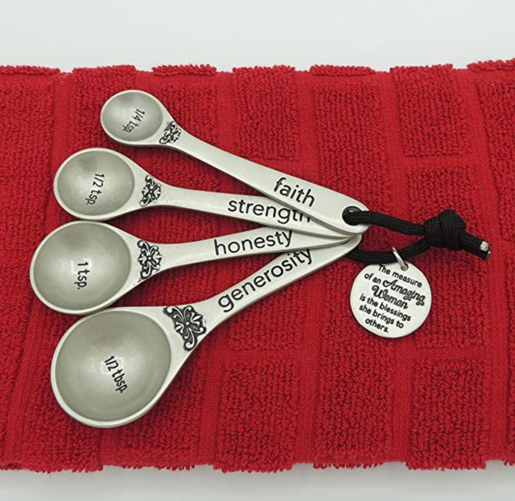 Measuring spoon unique gifts for a Christian woman Abbey Gift 57904 Amazing Woman 4 Measuring Spoons, 7" x 4.25", Multicolor